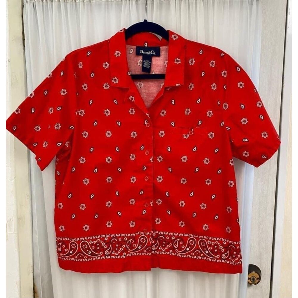 Vintage Denim & co red bandana print top